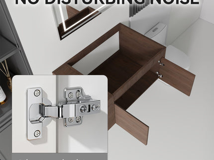 Floating Bathroom Vanity Cabinet, Soft Close Double Drawers, Open Side Storage, Wall Mounted, Cabinet Only