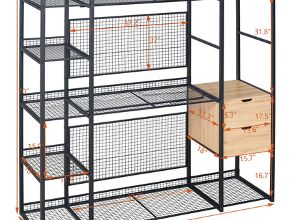 Open Style Wardrobe With Hanging Rails, Shelves And Drawers