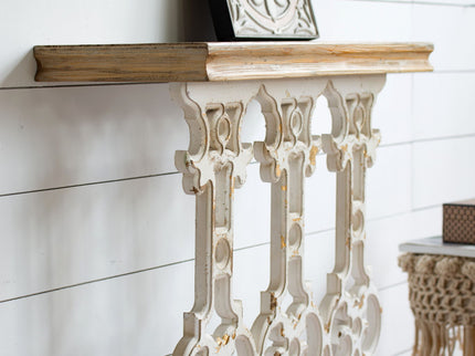 Classic Vintage Wash Console Table With Wood Top - Brown / Antique White