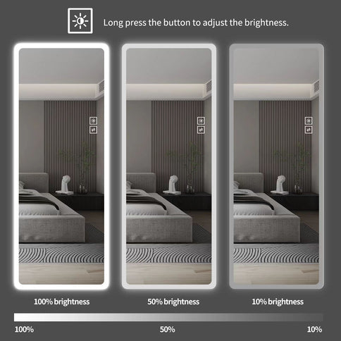 Full Length Mirror Lighted Vanity Body Mirror LED Mirror Wall-Mounted Mirror Big Size Rounded Corners, Bedroom, Living Room, Dressing Room, Hotel - Clear