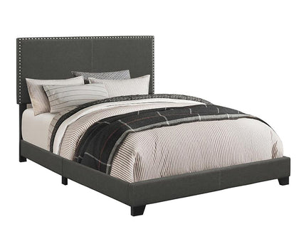 Upholstered Full Bed With Nailhead Trim - Charcoal