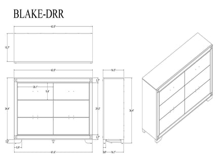 Lively - Dresser With Glitter Detail And Thick Bar Handle Hardware - Black