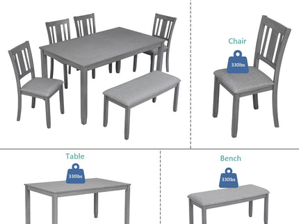 Kitchen Dining Set, Rectangular Dining Table With Upholstered Chairs