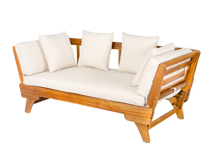 Outdoor Patio Daybed Sofa, 3 Seat Sofa With Foldable Arm 4 Back Pillows