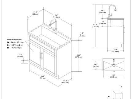 Hennessy - Deluxe Laundry Cabinet With Faucet And Stainless Steel Sink