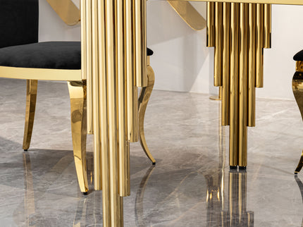 Oval Dining Table With Glass Top And Stainless Steel Base