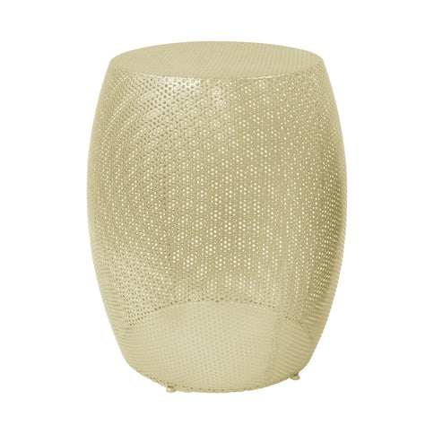 Modern Round Metal Hollow Side Table Set With Openwork Design - Gold