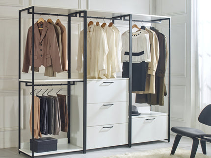 Fiona - Contemporary Wood And Metal Walk In Closet With Drawers