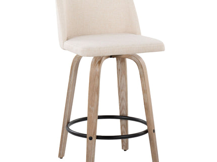 Toriano - Contemporary Fixed-Height Counter Stool & Swivel With Round Footrest (Set of 2)