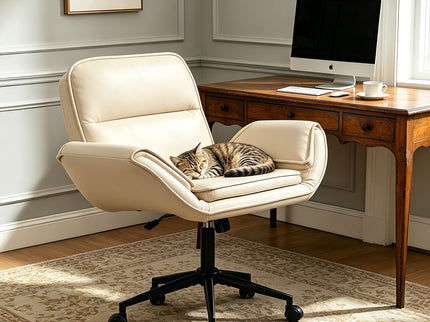 Criss Cross Swivel Desk Chair With Adjustable Armrests & Wheels For Home Office
