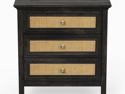 Nightstand With 3 Drawers, Tall End Table - Brown