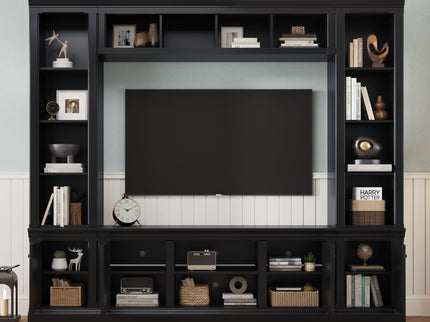 TV Stand With Hutch, Large Entertainment Center With Adjustable Shelves