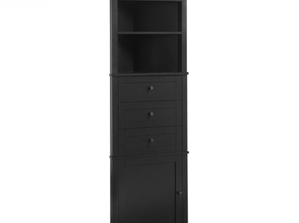 Tall Storage Cabinet With 3 Drawers And Adjustable Shelves For Bathroom
