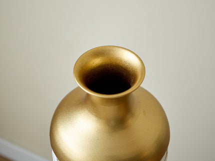 3 Piece Set Gorgeous Home Decoration Large Glazed Floor Vase Decoration Home Droplet Shaped - Gold / White
