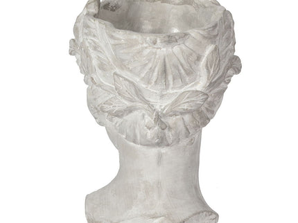 Greek Style Cement Head Planter Indoor Outdoor Home Garden Decor - Gray