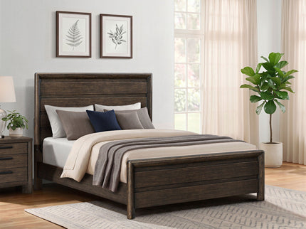 Panel Bed Frame With Unique Headboard And Included Slats