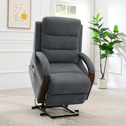 Kayla - Power Recliner With Lift & Heating & Massage (Zero Gravity) - Gray