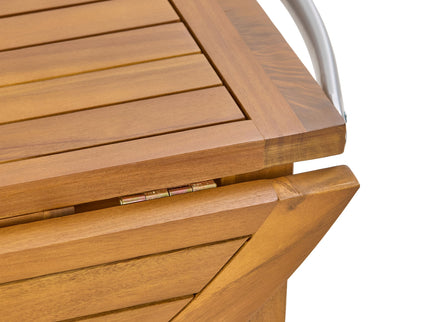 Outdoor Bar Cart With Foldable Tabletop & Removable Trays - Teak