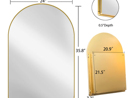 Arched Recessed Medicine Cabinet, Metal Framed Bathroom Wall Cabinet With Mirror And Adjustable Shelves, Wall Mirror With Storage For Bathroom