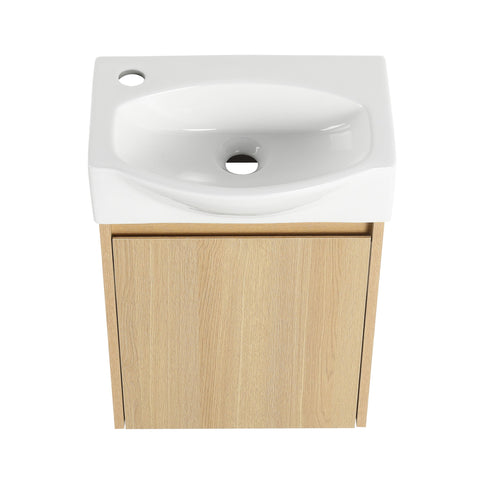 Modern Bathroom Vanity With Ceramic Basin, Wall Mounted Floating Sink Combo, Storage Cabinet