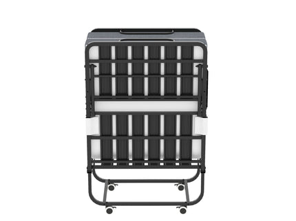 Twin Folding Bed With Memory Foam Mattress, Space Saving Rollaway Guest, On Wheels, Portable For Adults & Guests - Black