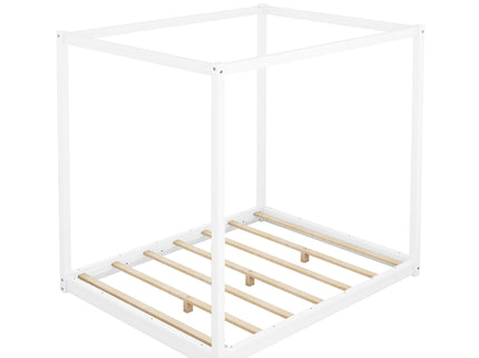 Wood Canopy Platform Bed With Support Legs And Airflow Slats