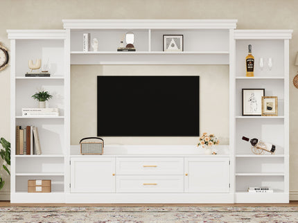 Elegant Entertainment Center Wall Unit With Bookshelves
