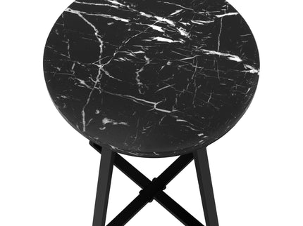 Accent Table, Side, Round Marble Look Contemporary & Modern - Black