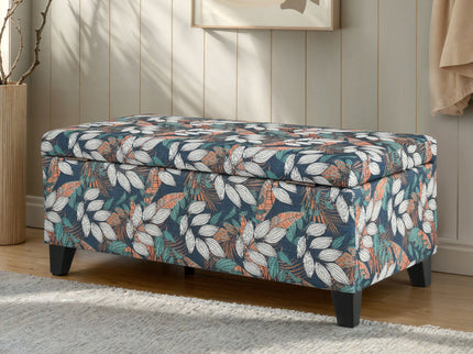 Charming Floral Storage Ottoman With Upholstered Fabric