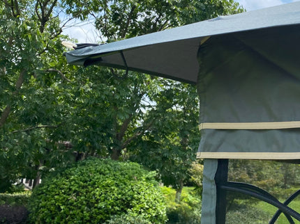 Patio Gazebo Tent With Ventilated Double Roof And Mosquito Net