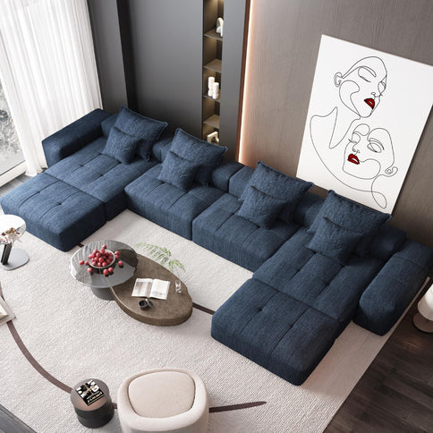 Modern Oversized Diy Combination Modular Sectional Sofa & Pillows