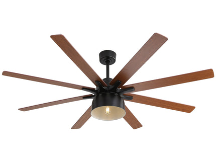 52" Ceiling Fan With 6 Speed Wind 8 Dual Colors Blades Remote Control Reversible DC Motor With Light - Black