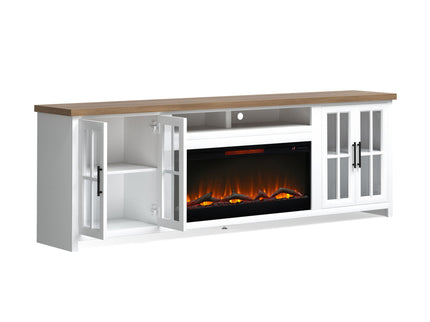 Fireplace TV Stand Console & Fixed Shelves