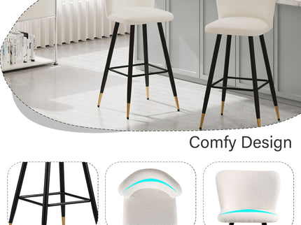 Modern Style Barstool, Tipped Ends, Suitable For Various Decoration Styles - White