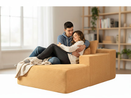Convertible Chaise Lounge Chair With Wide Armrest & Throw Pillows