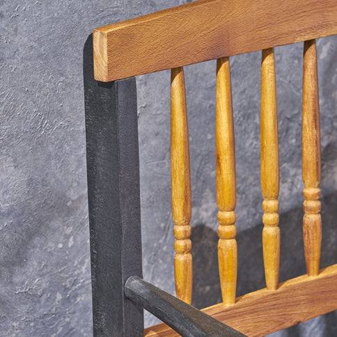 Slatted Bench With Built In Shelf