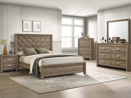 5 Drawer Storage Chest With Pulls - Light Brown