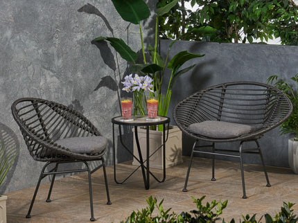 Cordella - Outdoor Woven Wicker Chairs With Cushions, (Set of 2)