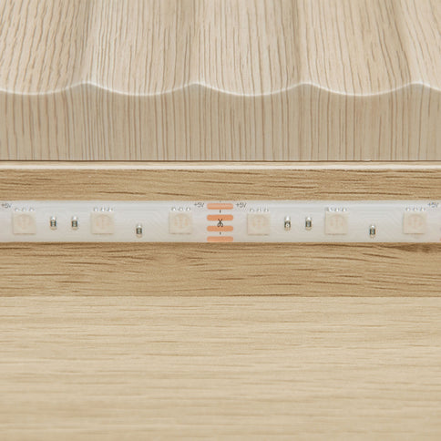 Fluted 6 Drawers Dresser, Double Dresser Chest Of Drawers, Modern Chest Of Drawers With LED, Drawer Organizer For Bedroom, Living Room, Hallway - Natural