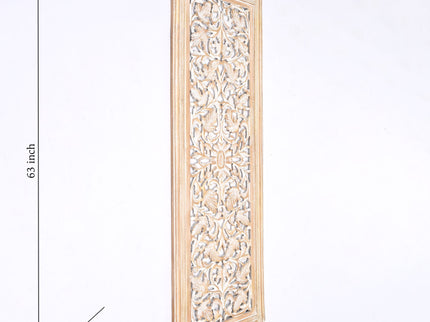 Floral Hand Carved Mandala Rectangular Wall Decor Accent - Gold / White
