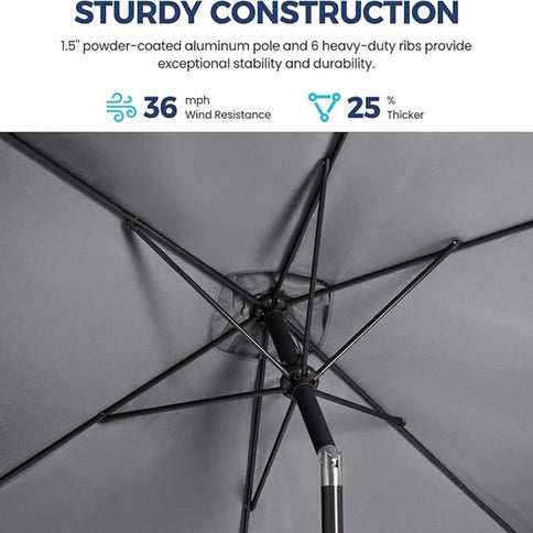 Rectangular Patio Umbrella With Crank Tilt, Polyester UV-Resistant Canopy