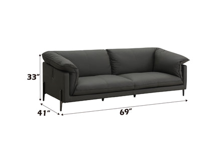 Tadi - Top Grain Leather Loveseat - Black