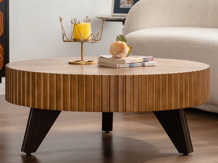 Round Retro Coffee With Solid Wood Legs