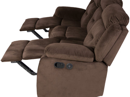 Modern Recliner Sofa With Pillow Arms, Plush Backrest, Horizontal Tufting, USB Charging Port