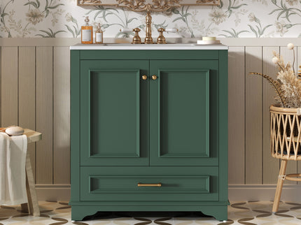 Bathroom Vanity With Sink, Cabinet & 2 Soft Closing Doors & Adjustable Shelf