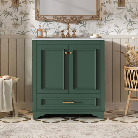 Bathroom Vanity With Sink, Cabinet & 2 Soft Closing Doors & Adjustable Shelf