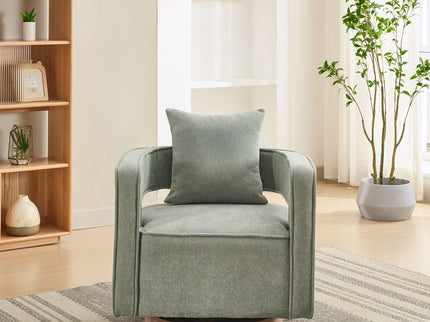 Swivel Accent Open Back Barrel Chair With Weathered Base
