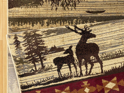 Nature's Nest - 5'3" X 7'3" Lodge Area Rug - Multi / Cream