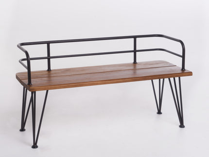 Outdoor Bench With Powder Coated Iron Frame - Teak