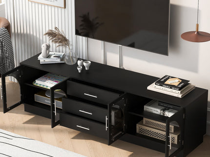 Modern Minimalist TV Stand, Entertainment Center Media Console Cabinet With Adjustable Shelves For Living Room